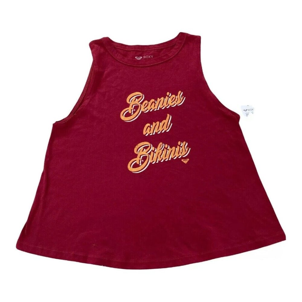 NWT Roxy Muscle Tank Shirt Red Womens Juniors Size Medium Beanies and Bikini's
